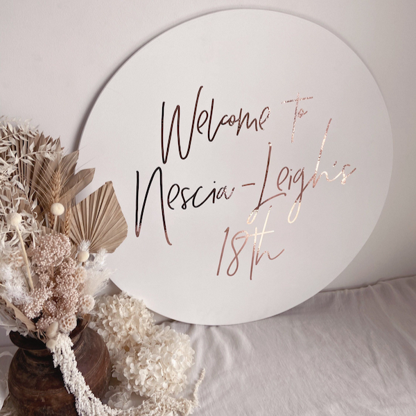 Perspex Signage Round White